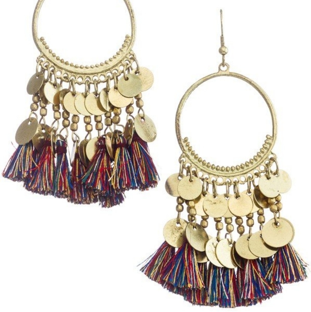 Chandelier Tassel Circle Hook Earrings